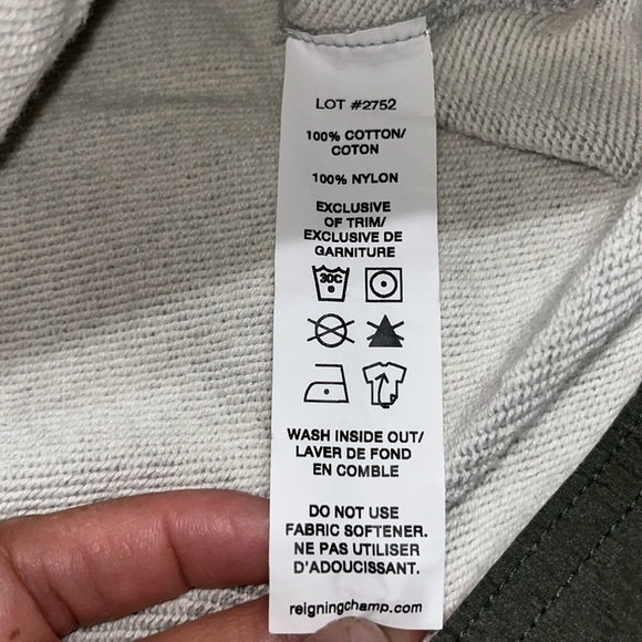 Reigning Champ Nylon Patch Popover Hoody Hoodie Gray Large - Picture 9 of 9